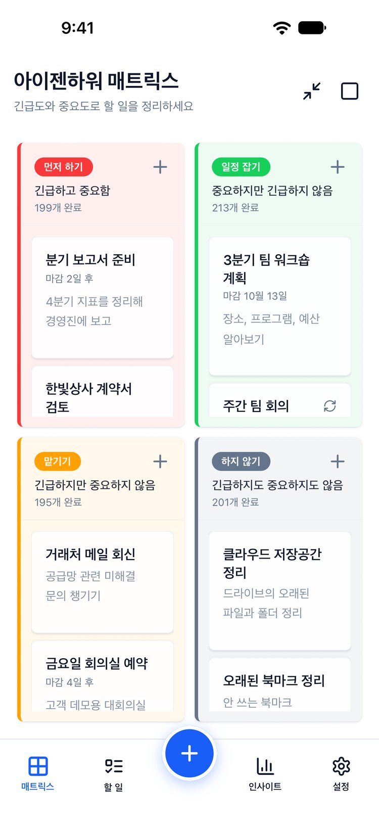 Glento's Eisenhower Matrix in Korean